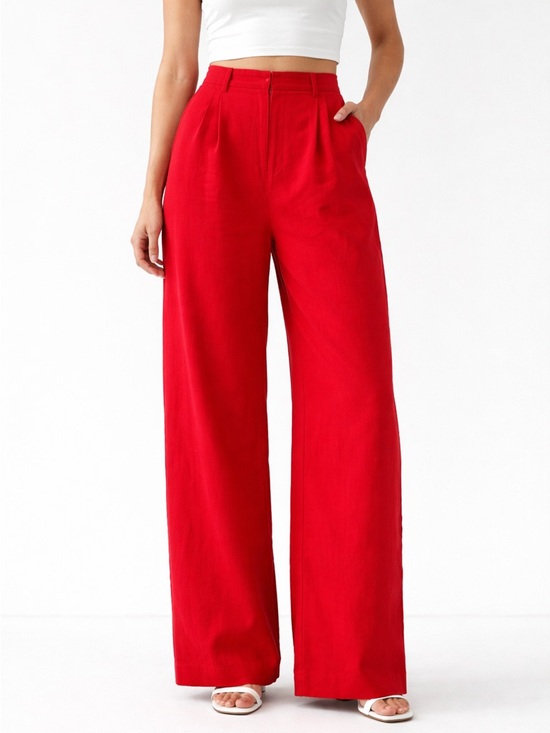 a new day Pants - Wide Leg Red Pants Slacks Size 6 A New Day Classic Old Money Casual Preppy